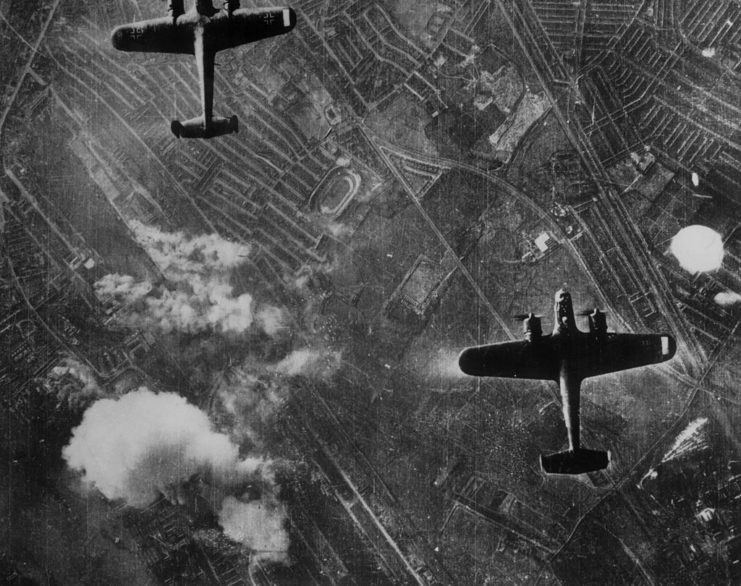 Two Dornier Do 217s flying over London