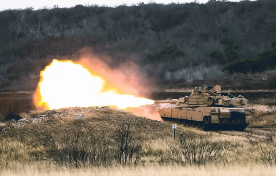 M1A2 SEPv3 Abrams firing its main gun