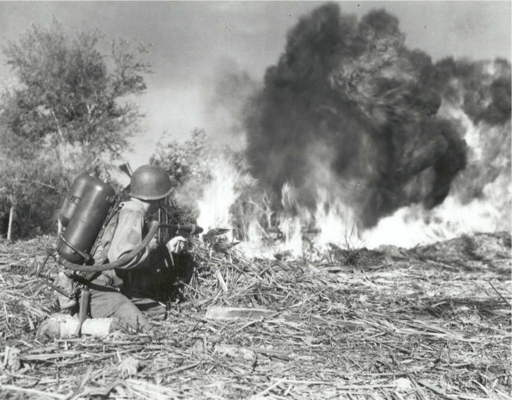 US serviceman hiring an M2 flamethrower