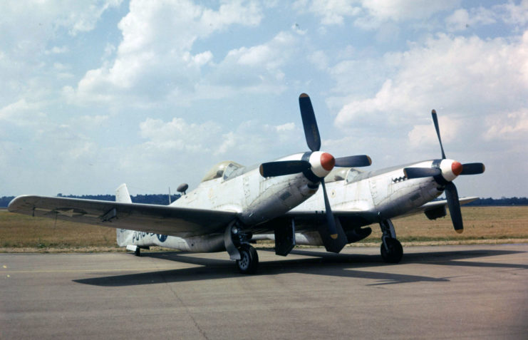 North American P-82B Twin Mustang parked on the runway