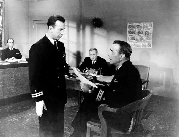 Humphrey Bogart, Van Johnson and José Ferrer as Philip Francis Queeg, Steve Maryk and Barney Greenwald in 'The Caine Mutiny'