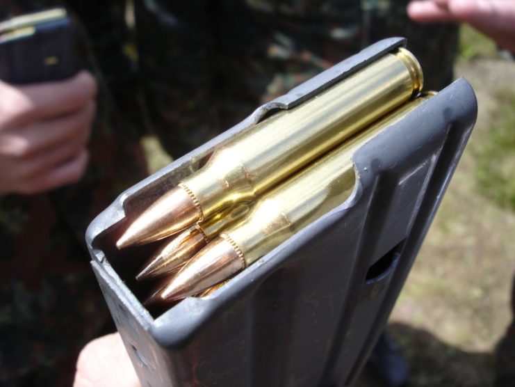 5.56 x 45 mm NATO rounds within a magazine