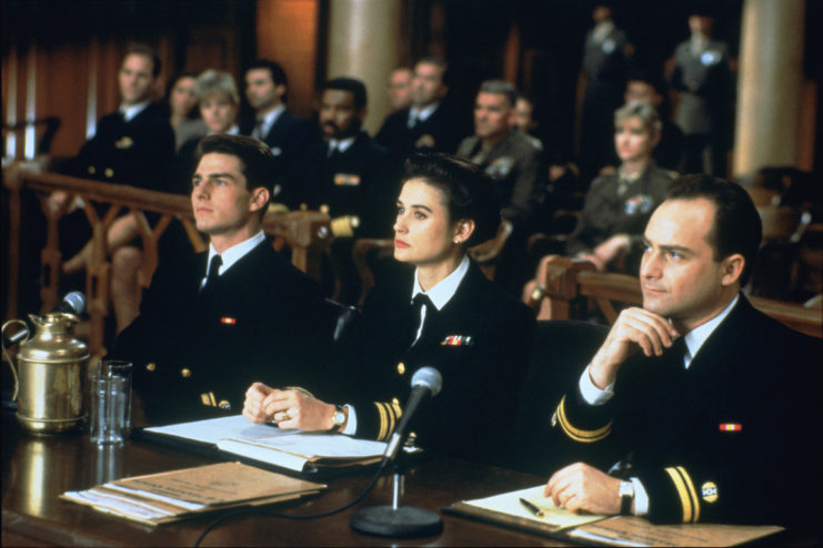 Tom Cruise, Demi Moore and Kevin Pollak as Lt. Daniel Kaffee, Lt. Cmdr. JoAnne Galloway and Lt. Sam Weinberg in 'A Few Good Men'