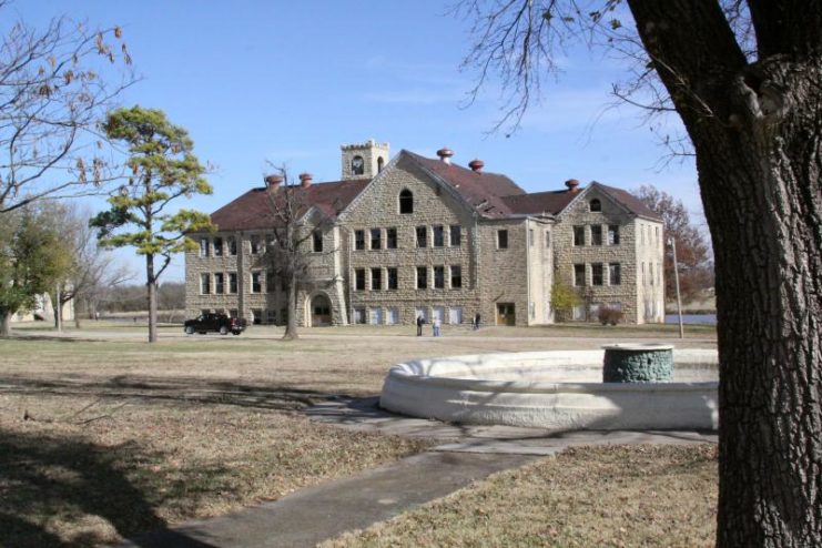 Exterior of one of the abandoned buildings at the Chilocco Indian Agricultural School