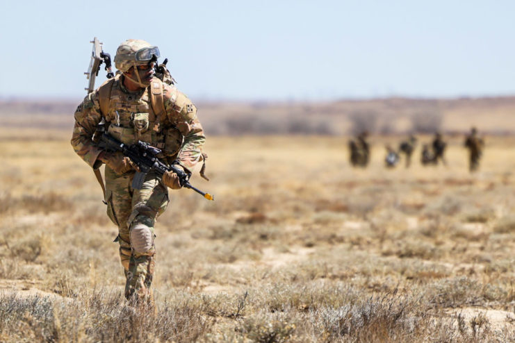 Cavalry Scout walking through a field