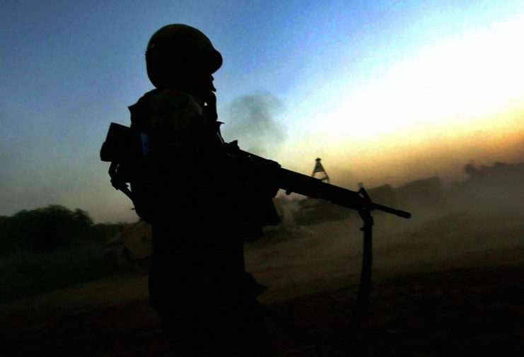 Cavalry Scout walking at dusk