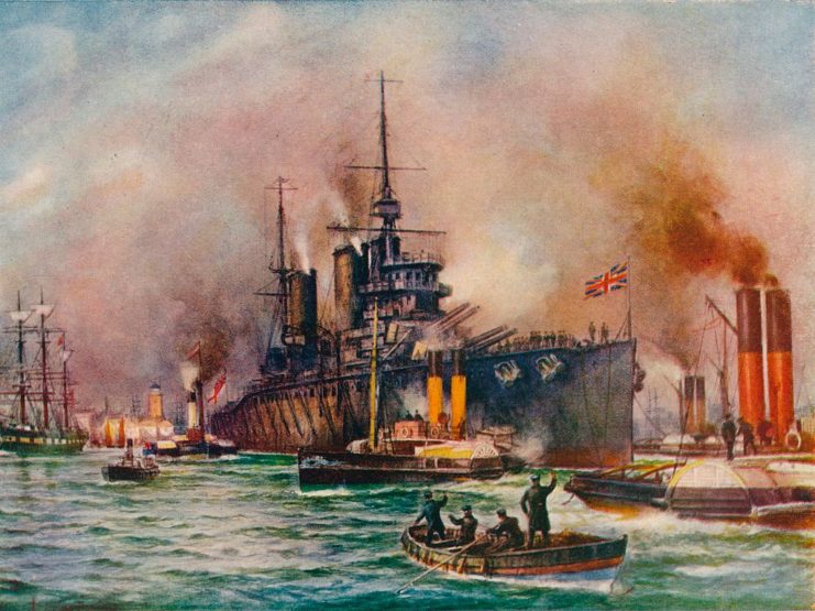 Painting of the HMS Royal Oak (08) surrounded by other ships