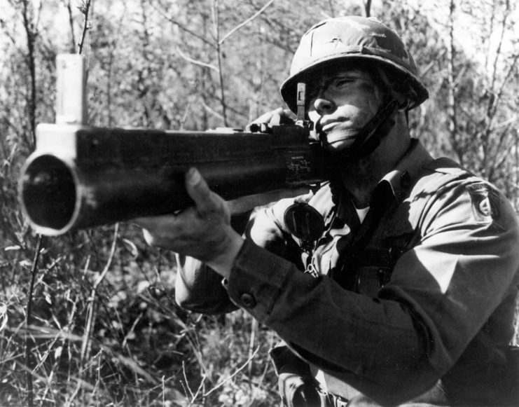 Soldier aiming an M72 LAW