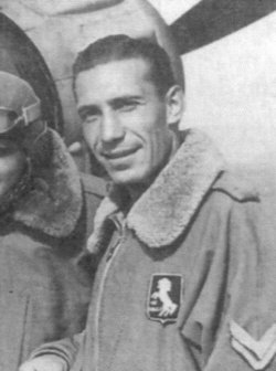 Teresio Martinoli standing near an aircraft in his pilot's jacket