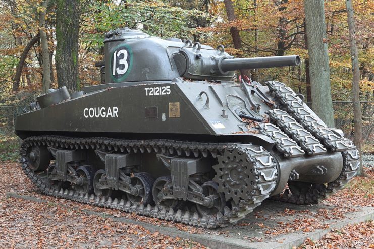 M4 Sherman on display in a wooded area