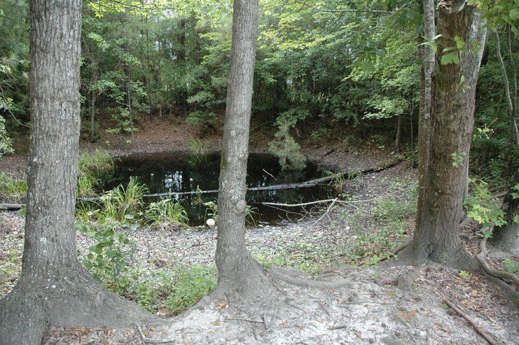 Water-filled crater created during the Mars Bluff Incident