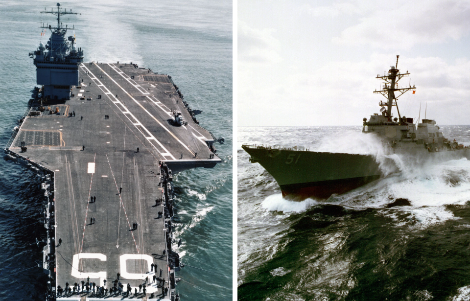 USS Enterprise (CVN-65) at sea + USS Arleigh Burke (DDG-51) at sea