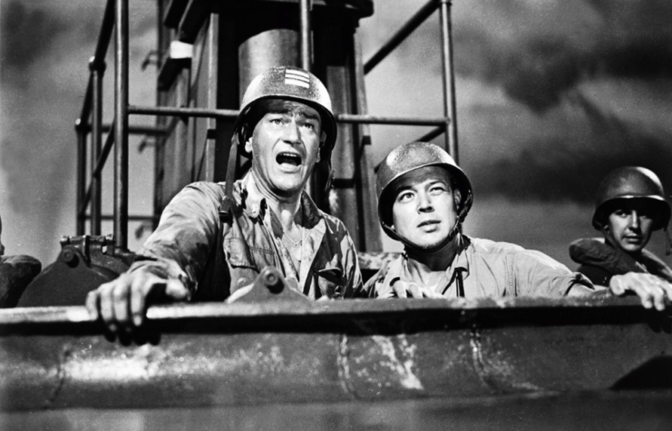 John Wayne and Frank Sutton as Duke E. Gifford and Chief Gunners Mate in 'Operation Pacific'