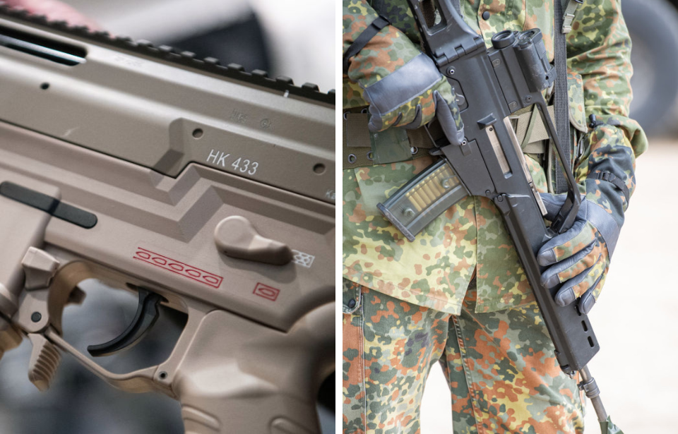 Side by side images of the HK433 and the G36