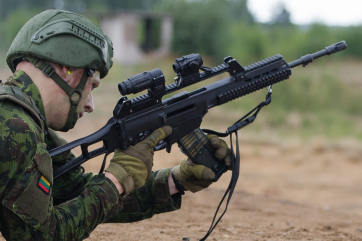 A soldier with a G36 rifle