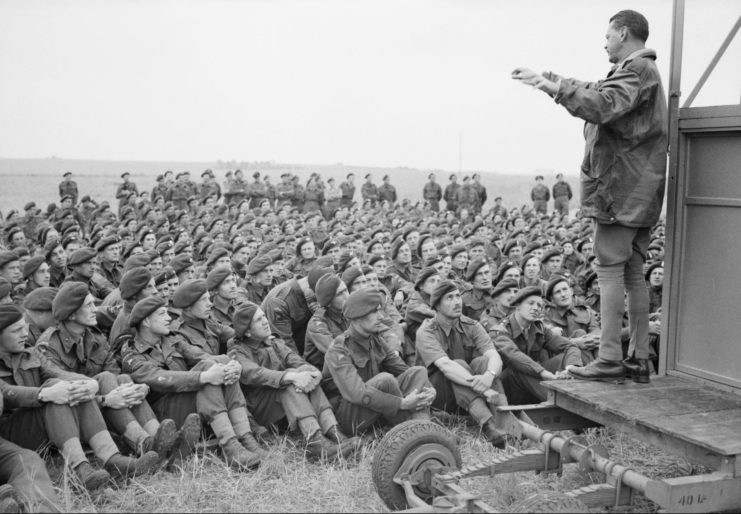 Richard Gale addressing his men before the start of Operation Tonga