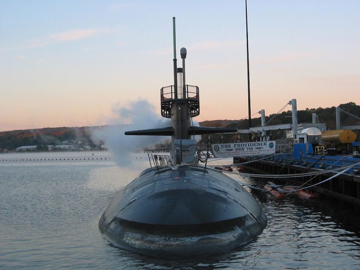 USS Providence (SSN-719) anchored at a dock