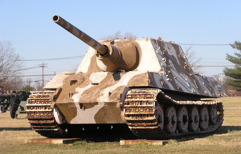 Jagdtiger on display outside