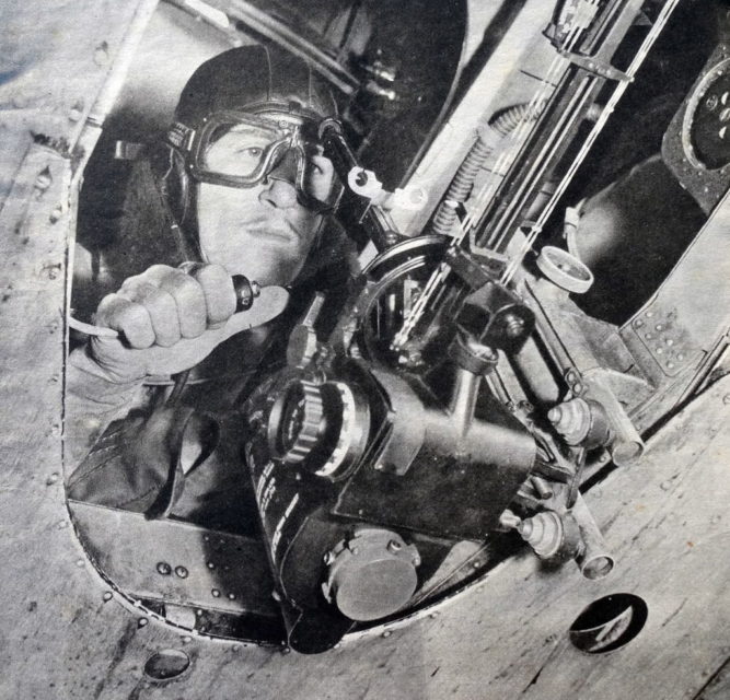 Royal Air Force (RAF) air gunner manning his position