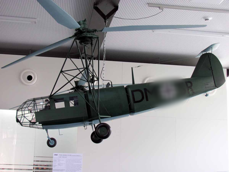 Model of a Focke-Achgelis Fa 223 Drache hanging from a ceiling