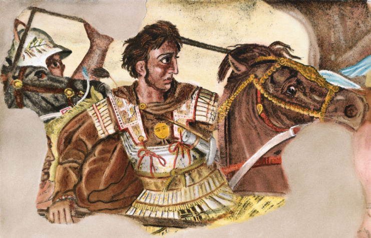 Mosaic depicting Alexander the Great on horseback