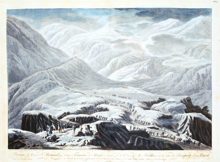 Painting of the French Reserve Army crossing the Swiss Alps