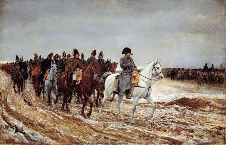 Painting of Napoleon's Grande Armée on horseback