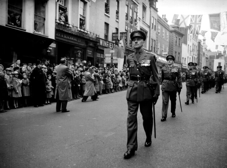 James Carne leading the "Glorious Glosters" in a welcome home parade