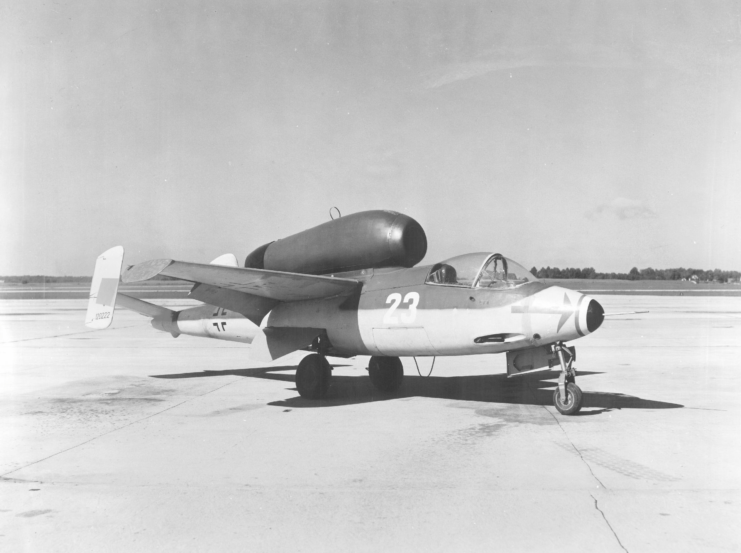 Heinkel He 162 Volksjäger parked on the runway