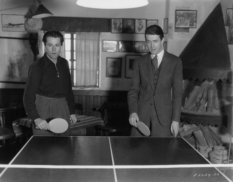 Henry Fonda and James Stewart playing ping-pong