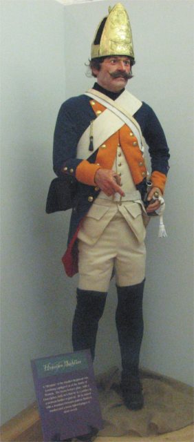 Statue of a Hessian soldier on display