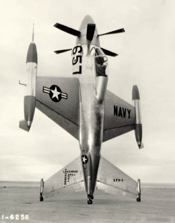 Lockheed XFV-1 parked on the runway