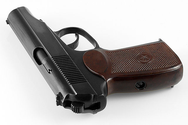 Makarov pistol against a white backdrop