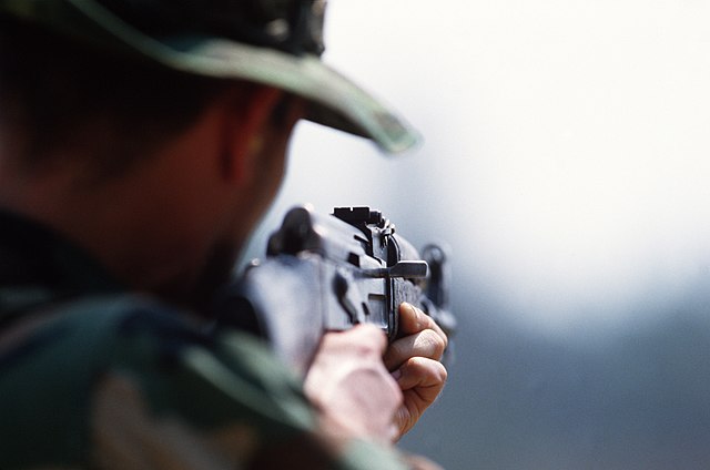 US Navy SEAL firing an AK-47