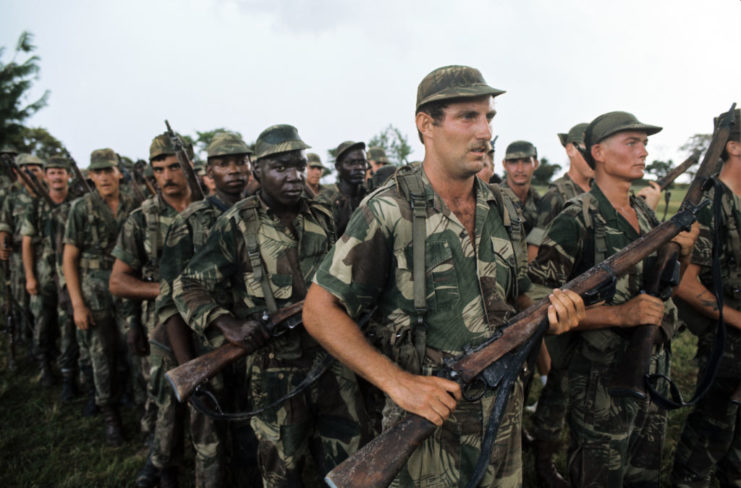 Members of the Rhodesian Security Forces lined up together