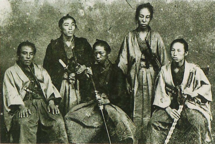 Portrait of five samurai