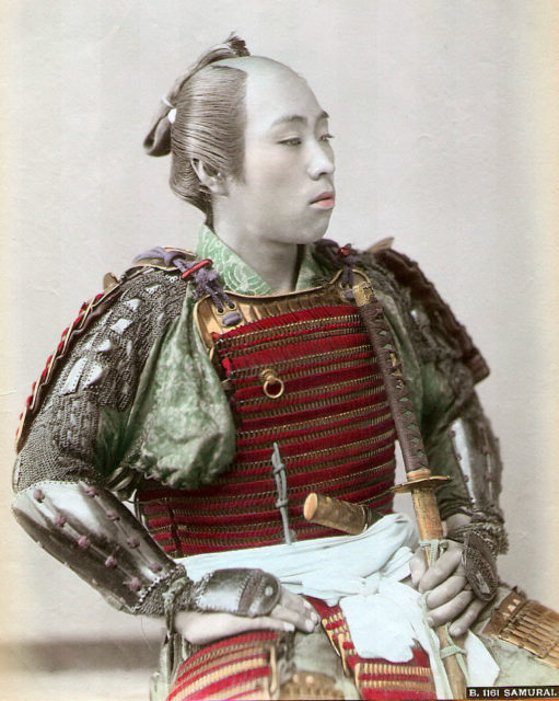Portrait of a samurai wearing armor