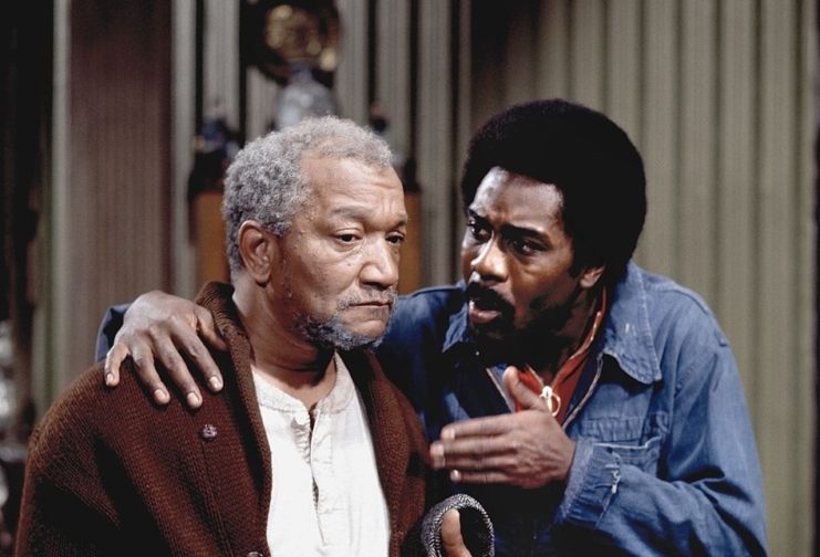 Redd Foxx and Demond Wilson as Fred G. and Lamont Sanford in 'Sanford and Son'