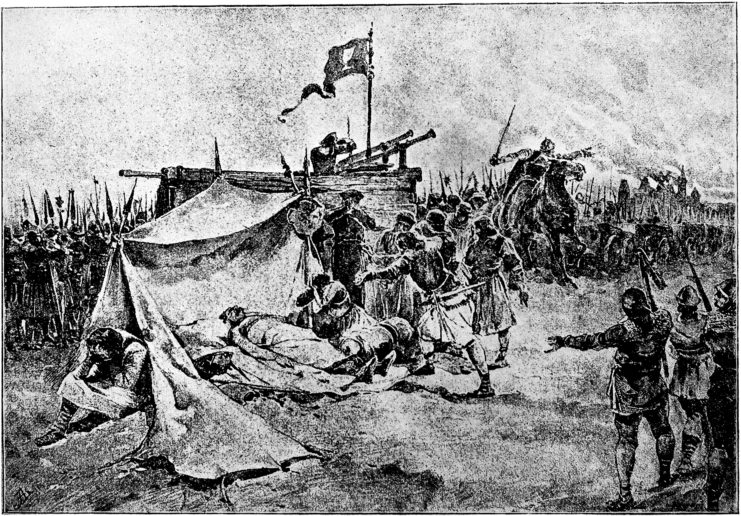 Drawing depicting the death of Jan Žižka