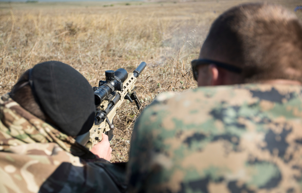 Ukrainian Marine firing a sniper rifle