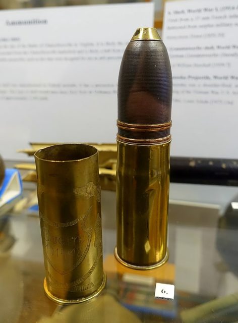 French 37 mm shell on display