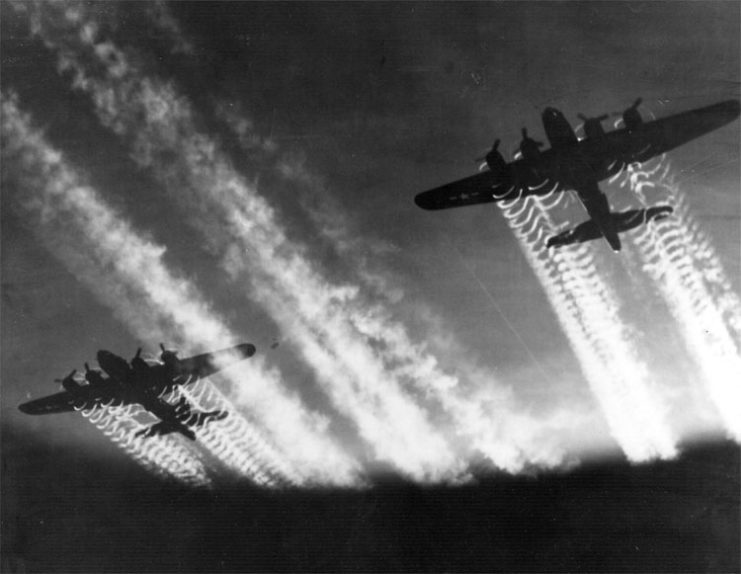 Two Boeing B-17 Flying Fortresses in flight