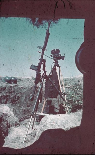 MG 13 positioned on a tripod