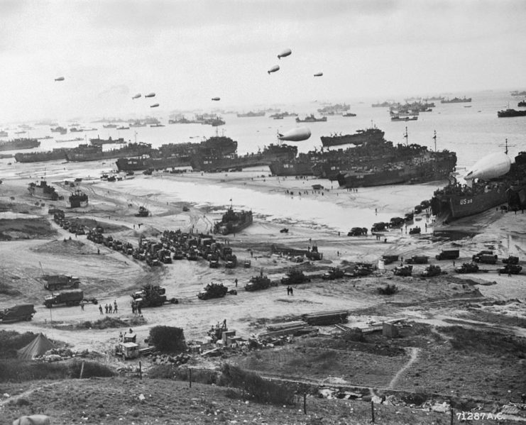 Aerial view of the Allied landings on D-Day