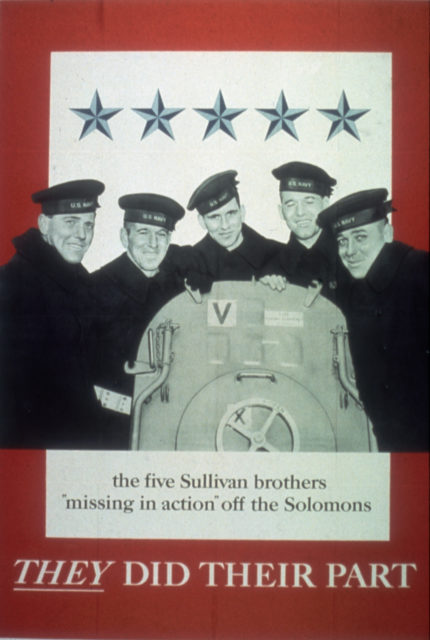 Poster featuring the Sullivan brothers with the tagline, "THEY DID THEIR PART"