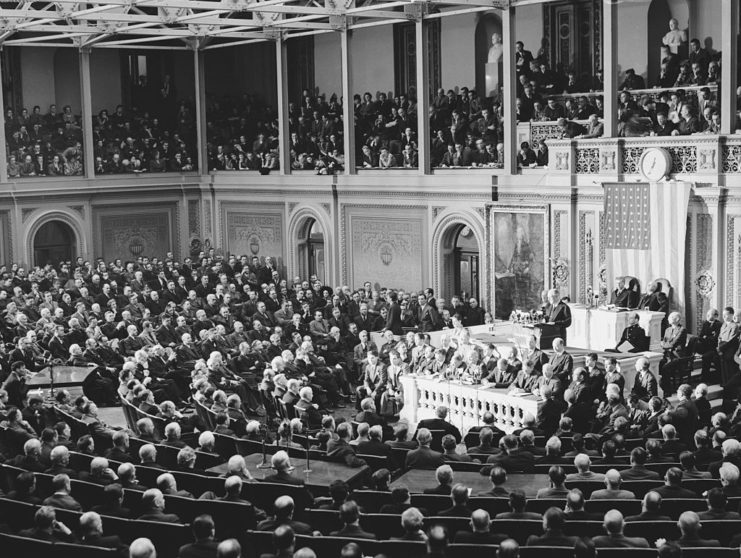 Franklin D. Roosevelt addressing the US House of Representatives