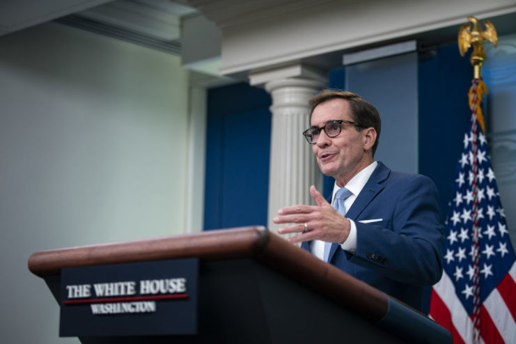 John Kirby speaking at a podium