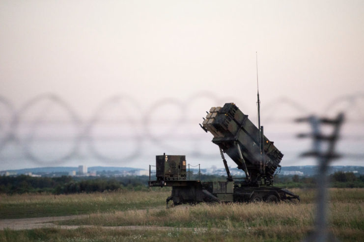 MIM-104 Patriot installed behind a barbed wire fence