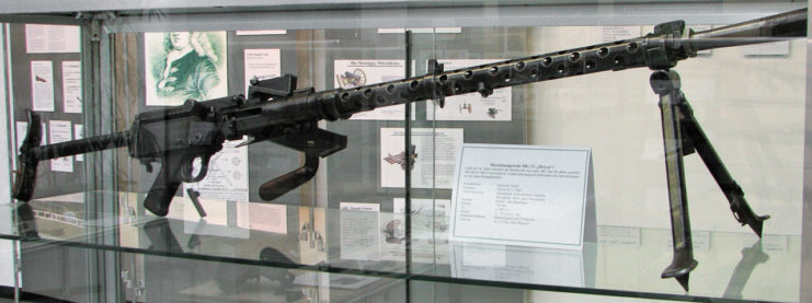 MG 13 on display in a glass case