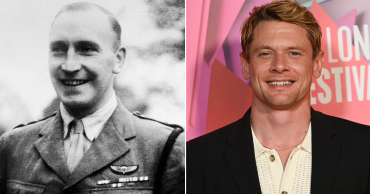 Military portrait of Robert Blair "Paddy" Mayne + Jack O'Connell on a red carpet